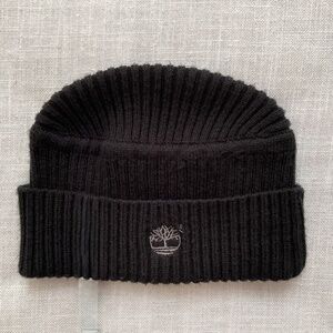Timberland Black Knit Cuffed Black Beanie Unisex Hat O/S NWOT